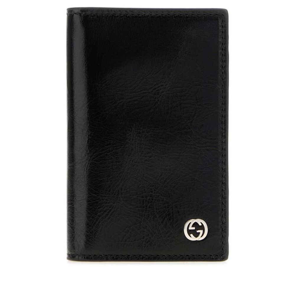 Gucci Men Black Leather Card Holder